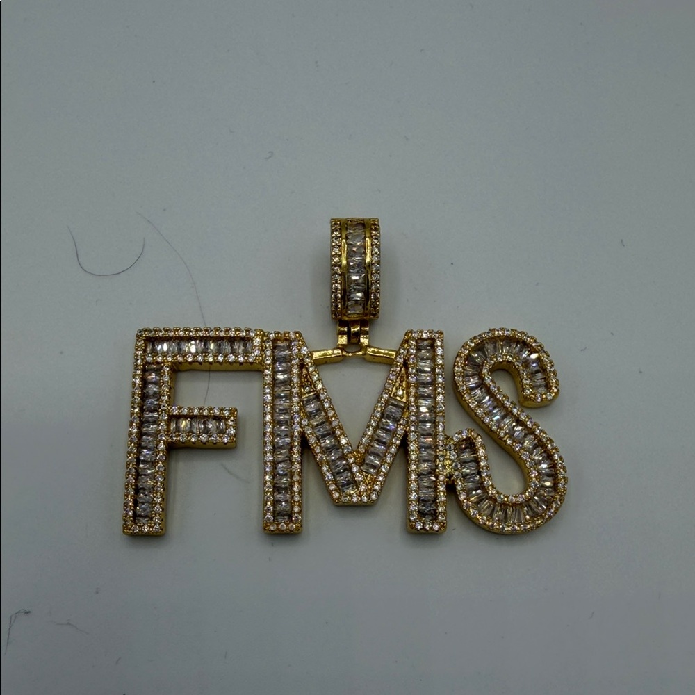 “Fms” Gold And Silver Initial Pendant
